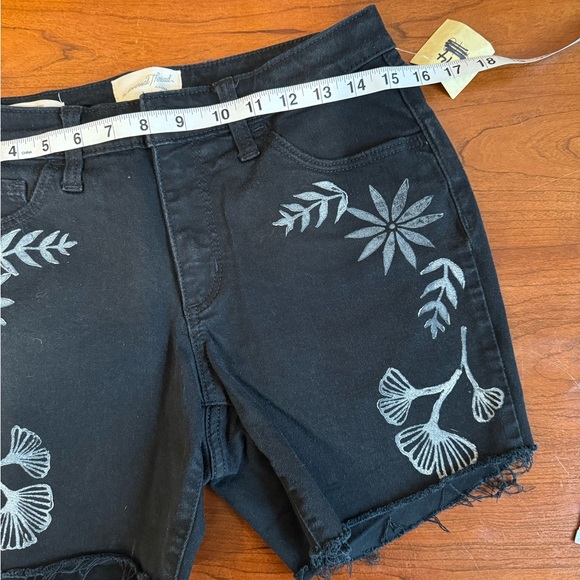 Upcycled Universal Thread Dark Shorts with Gingko + Floral Block Print 🌸 8/29 R - Picture 4 of 7